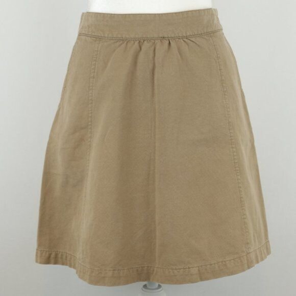 Ibex Women's Size 4 Tan Organic Cotton & Hemp Woven A-Line Mini Skirt - Picture 1 of 8